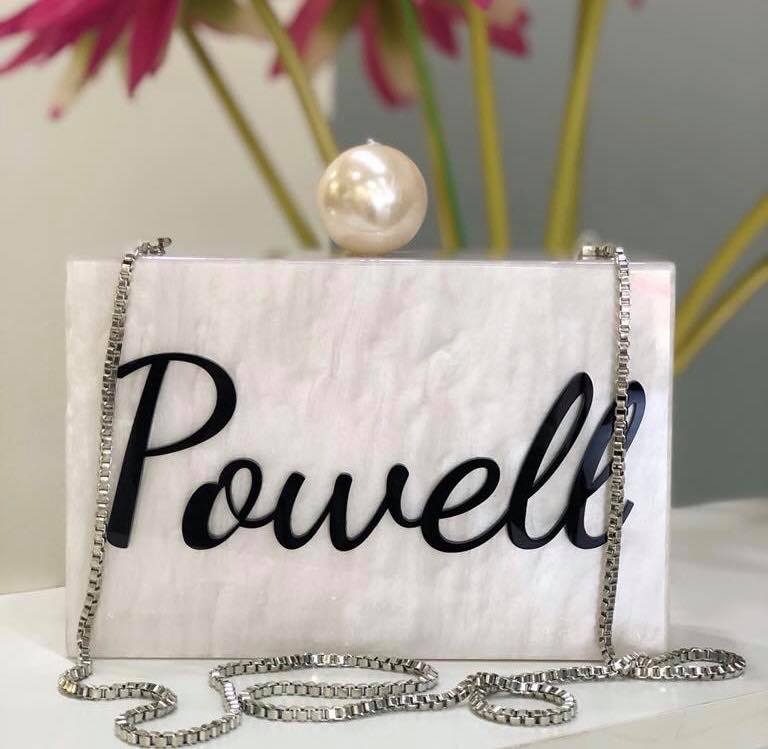 White acrylic online clutch